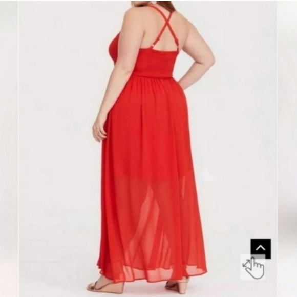 🍂🍁Like new Torrid 3x Orange Embroidered Chiffon Maxi Dress - Picture 2 of 4